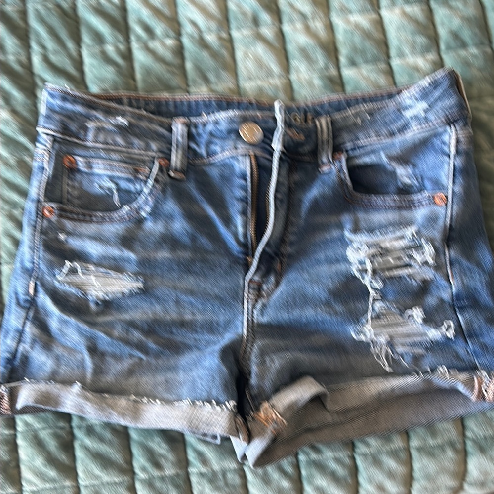 American Eagle Outfitters Blue Jean Shorts Distressed Style
